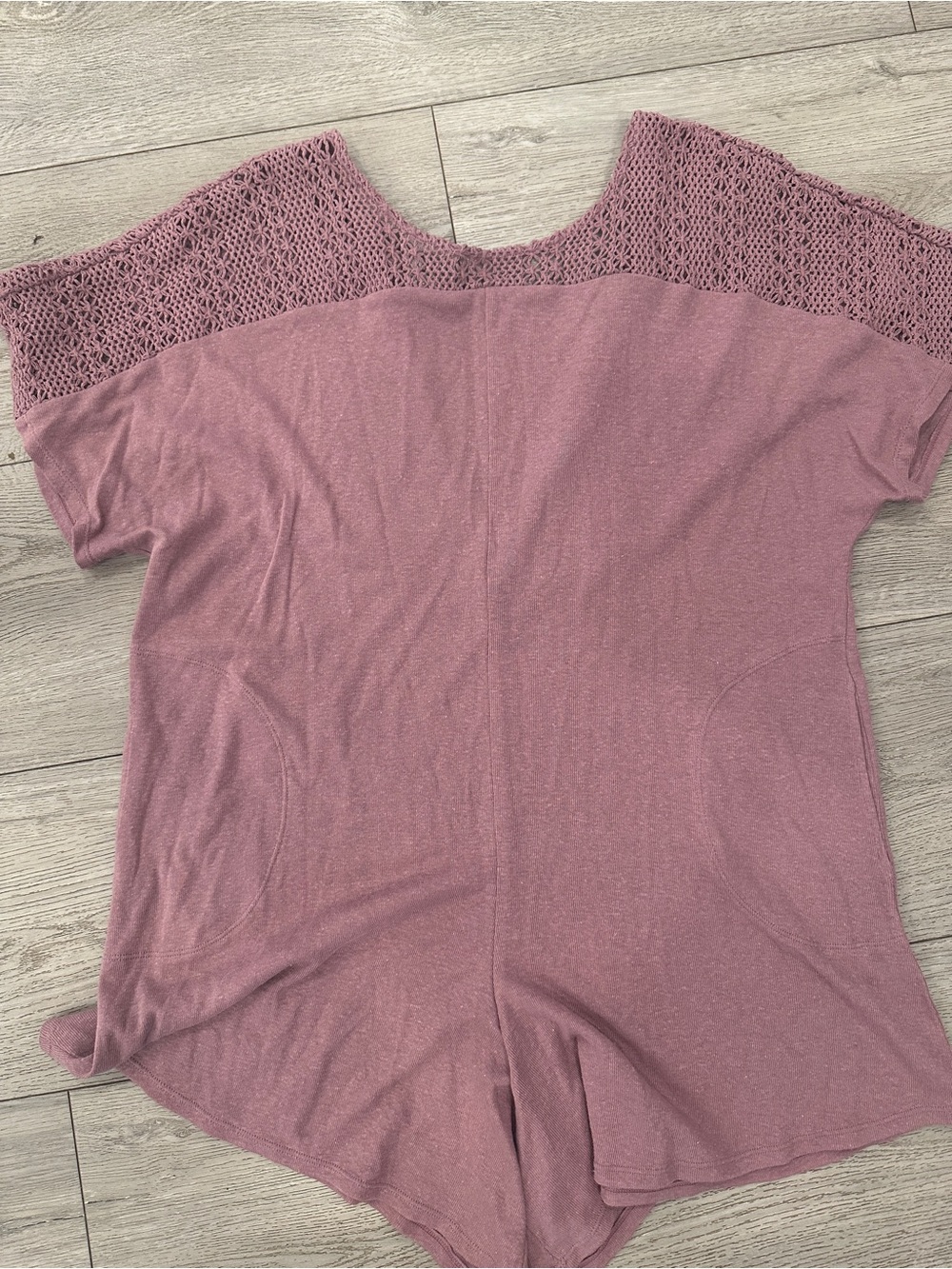 Free People Dusty Rose Crochet-Yoke Romper